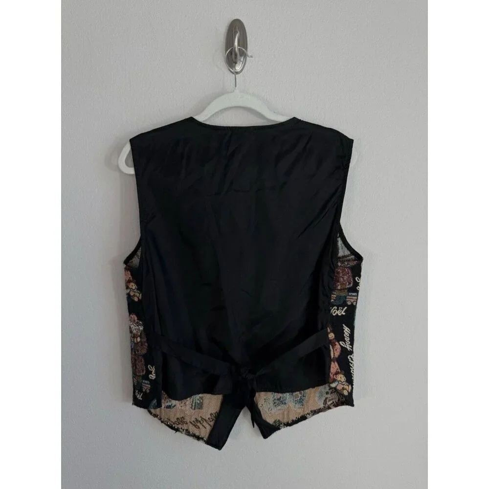 Vintage Bobby Brooks Woman XL Holiday Christmas‎ Santa Tapestry Vest Adjustable
